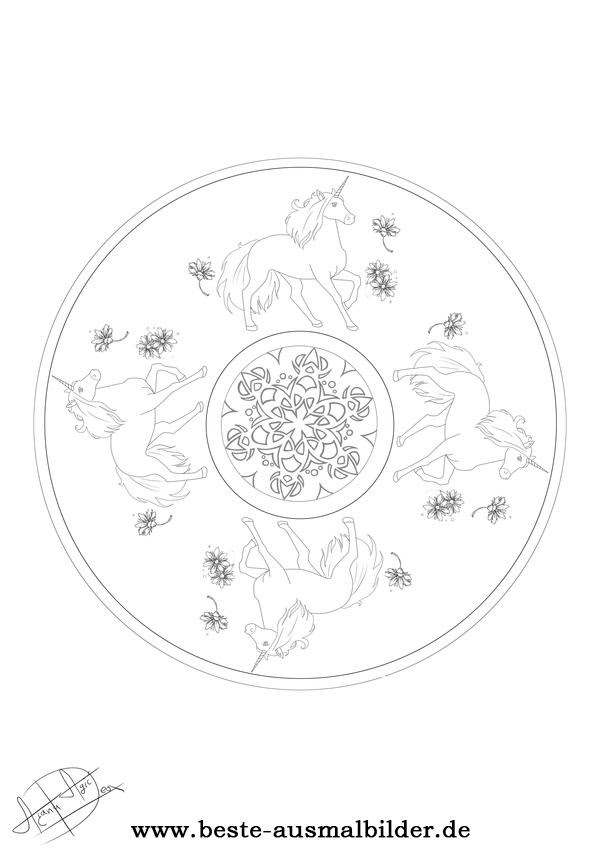 Ausmalbilder einhorn in der rubrik ausmalbilder pferde zum ausdrucken und ausmalen. Einhorn Mandala Mandalas Von Einhornern Fur Kinder
