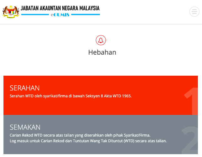 Bagi urusan serahan wang tak dituntut oleh syarikat/firma, pihak syarikat/firma dikehendaki. Semakan Online Wang Tak Dituntut Dan Proses Bayaran Balik Wtd