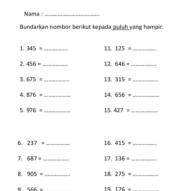 Soalan Latihan Matematik Tahun 3 Pdf - Malacca y