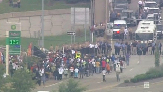 Protesters confront police in Ferguson, Missouri