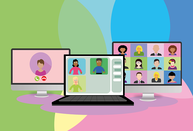 Online Learning: computer with online meeting.