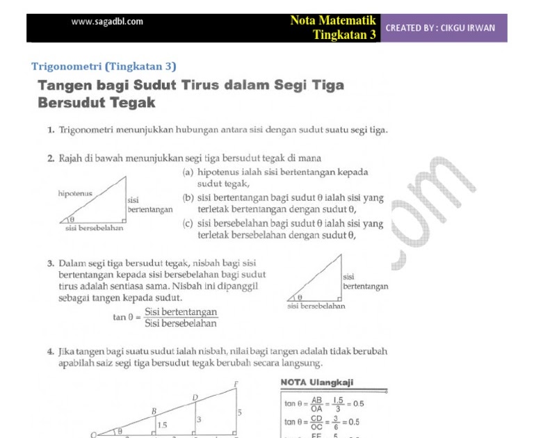 Contoh Soalan Trigonometri Pt3 - Nice Info d