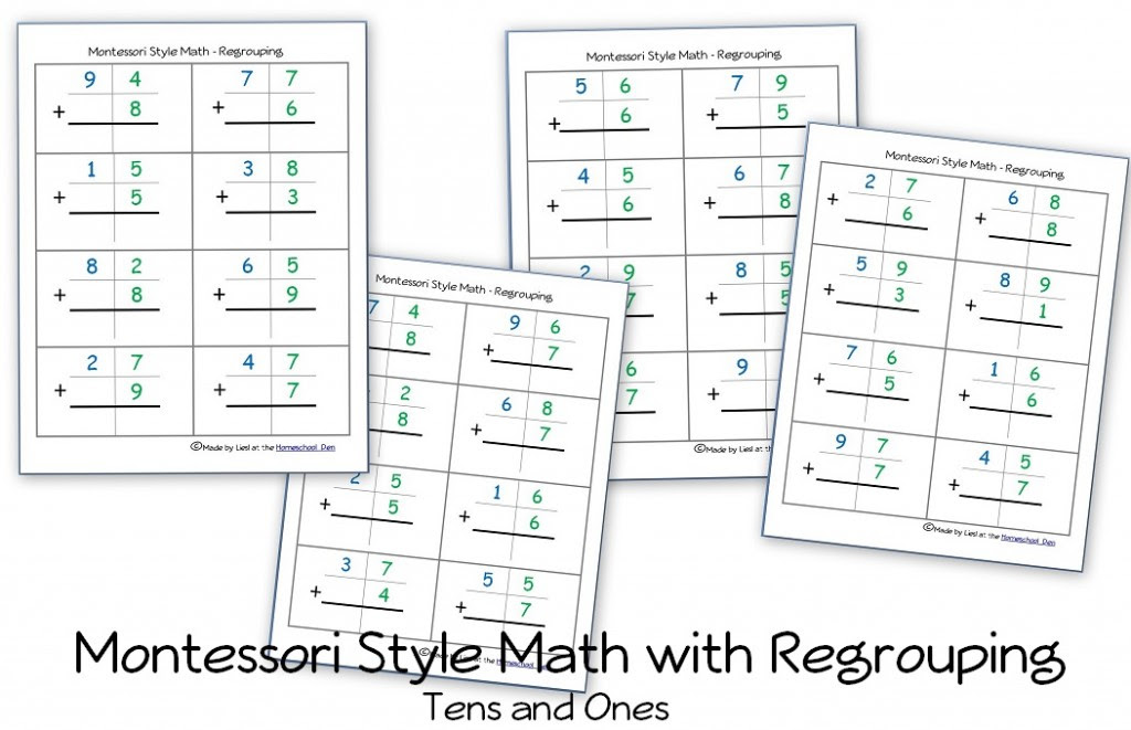 Print the free tens and ones printable. Free Montessori Style Addition Pages With Regrouping Carrying Homeschool Den