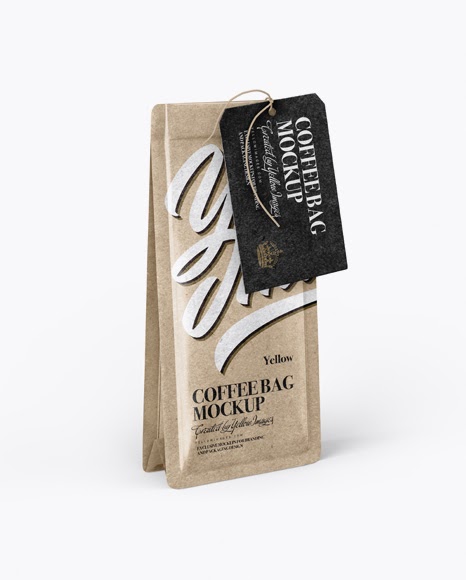 Download Glossy Kraft Coffee Bag With Label Mockup - Half Side View ...