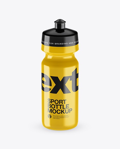 Glossy Sport Bottle Mockup (High-Angle Shot) PSD Template
