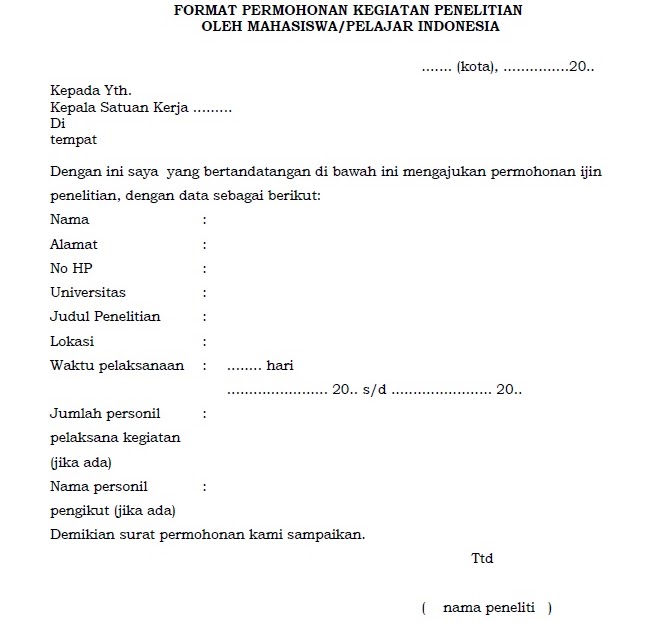 Contoh Surat Balasan Ijin Penelitian Skripsi Dari 