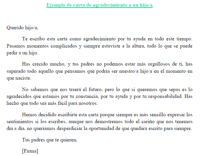 Carta De Agradecimiento Hijo - v Carta De