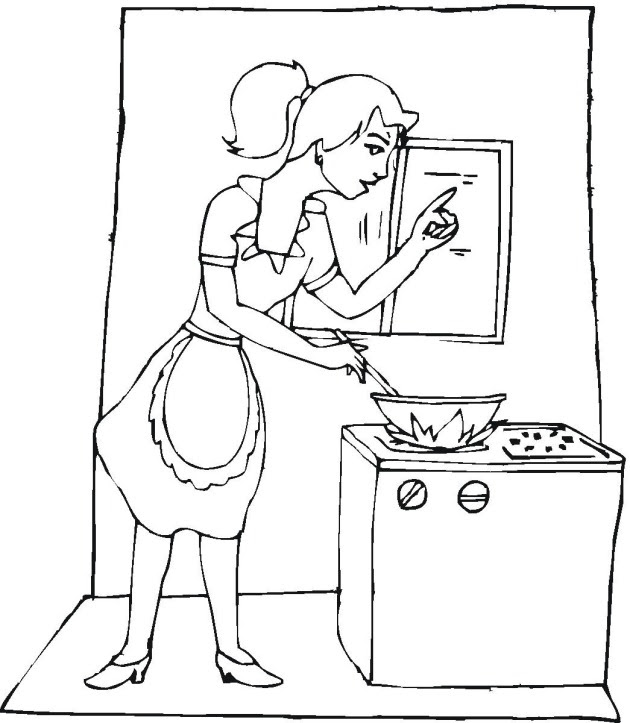 Free printable kitchen coloring pages and download free kitchen coloring pages along with coloring pages for other activities and coloring sheets. Mother Cooking Drawing At Getdrawings Free Download
