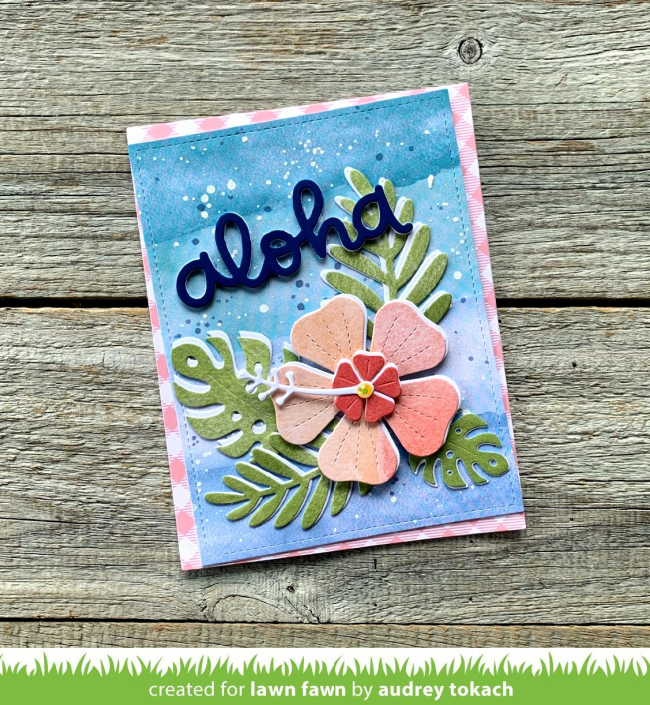 The first one is 75gsm green color and the other is green rope paper). Lawn Fawn Intro Watercolor Wishes Rainbow Tropical Leaves And Happy Hibiscus Lawn Fawn