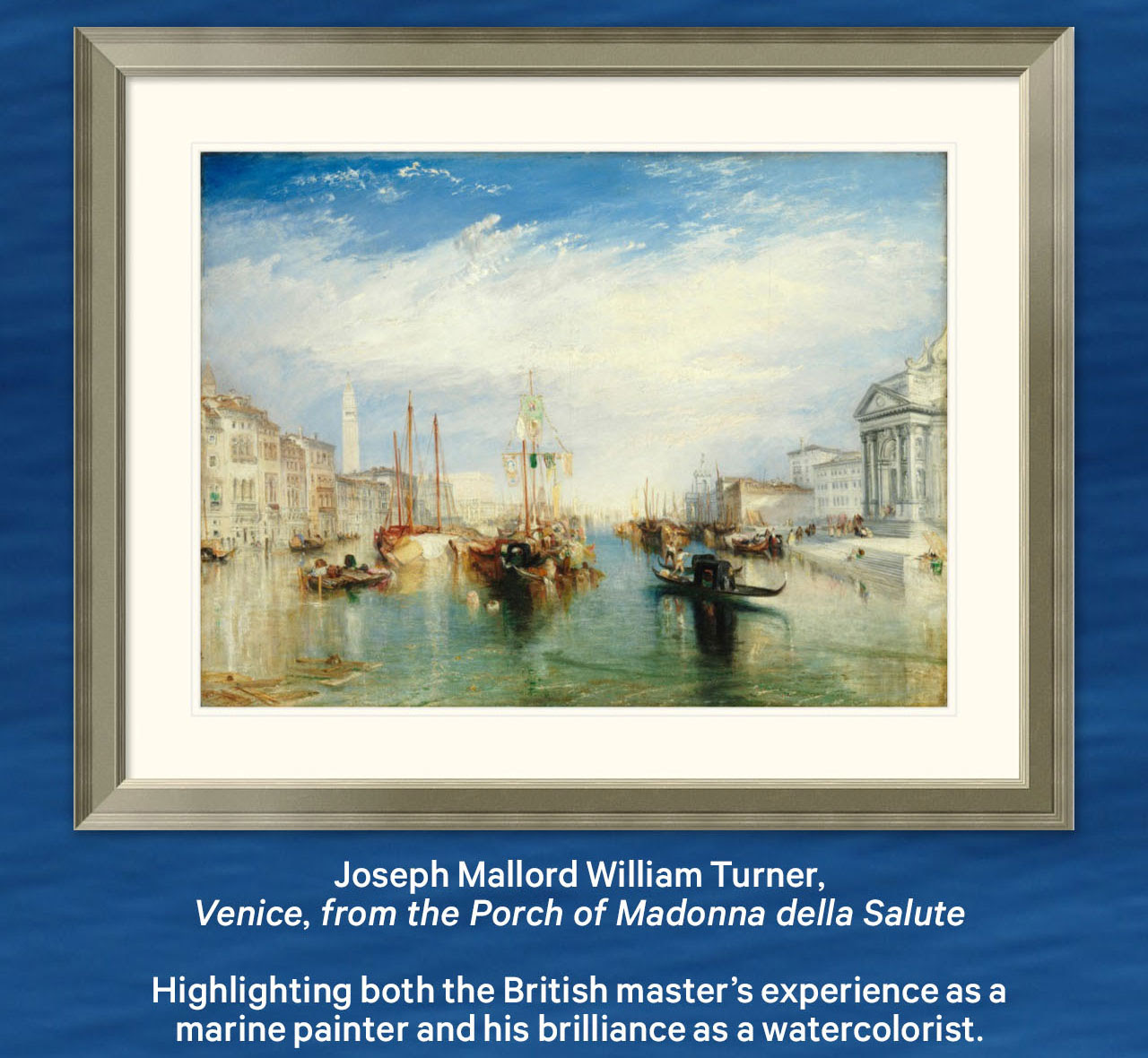 Joseph Mallord William Turner, Veneza, do Pórtico de Madonna della Salute | Destacando a experiência do mestre britânico como pintor marinho e seu brilhantismo como aquarelista.