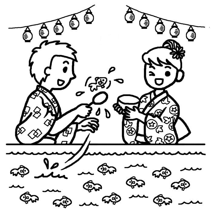 綺麗なイラスト 金魚 白黒 美しい花の画像
