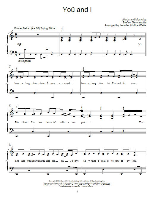 Lady Gaga Age Lady Gaga Chords You And I