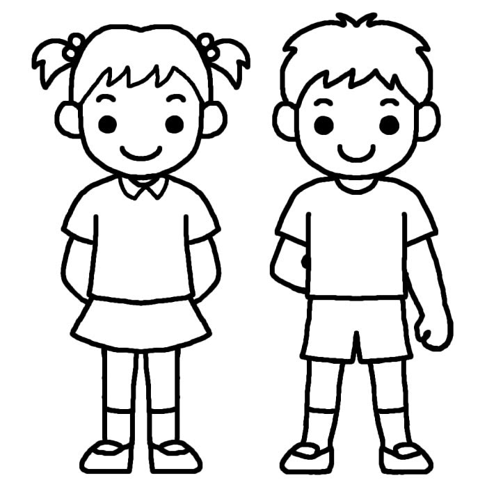 ユニーク男の子 女の子 イラスト 白黒 ただのディズニー画像