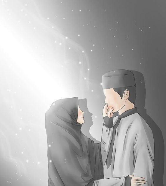 Gambar Kartun Muslimah Couple Romantis Gambar Kartun