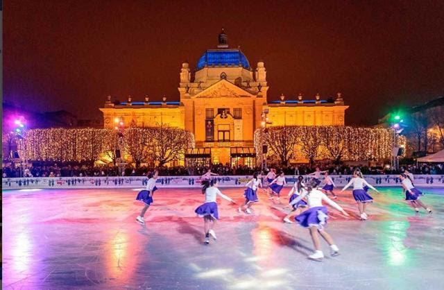 Ice-Skating at King Tomislav Square Zagreb Croatia Christmas 2015