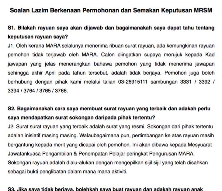 Surat Rayuan Permohonan Ke Mrsm - Viral Blog f