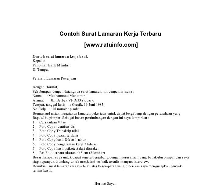 Contoh Surat Lamaran Kerja Sales Executive Dalam Bahasa 