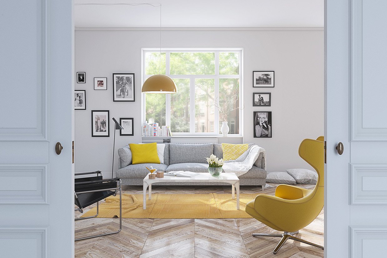 Beautiful Living Room Yellow And White Living Room