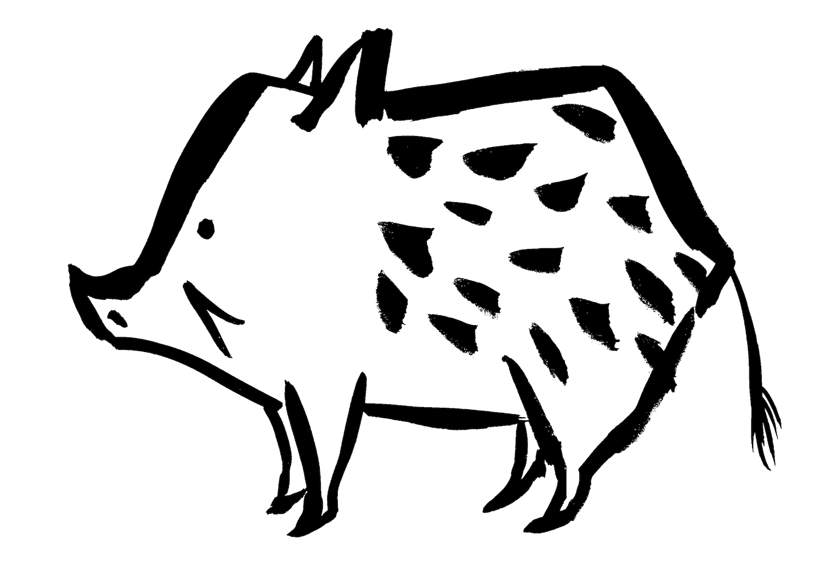 Japan Image イノシシ イラスト 白黒