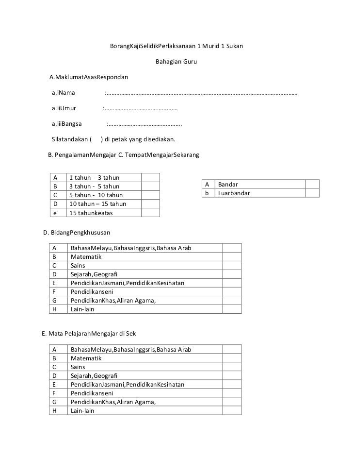 Contoh Borang Soal Selidik Pdf - Contoh Z