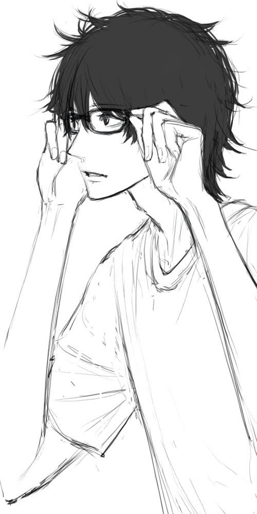 最新 イケメン おしゃれ メガネ 男子 イラスト