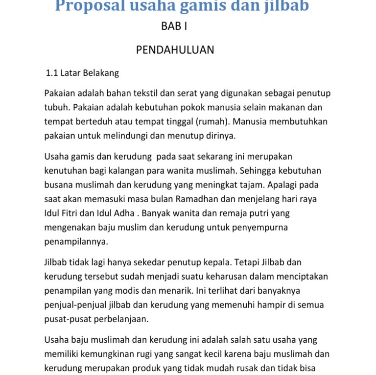  Contoh  Latar Belakang Untuk  Proposal  Produk Kerudung Contoh  Proposal  Business Plan Hijab Lukis