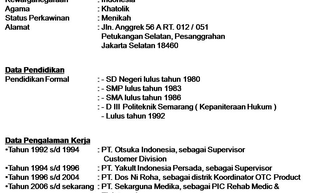 Lowongan Kerja Terbaru: Daftar Riwayat Hidup