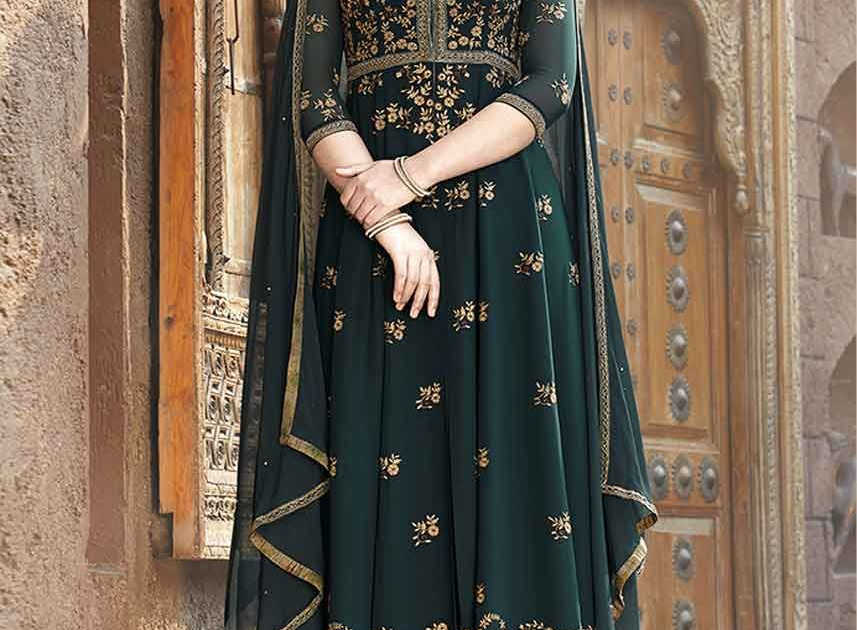 Partywear Floral Anarkali Gown : Buy Designer Embroidered ...