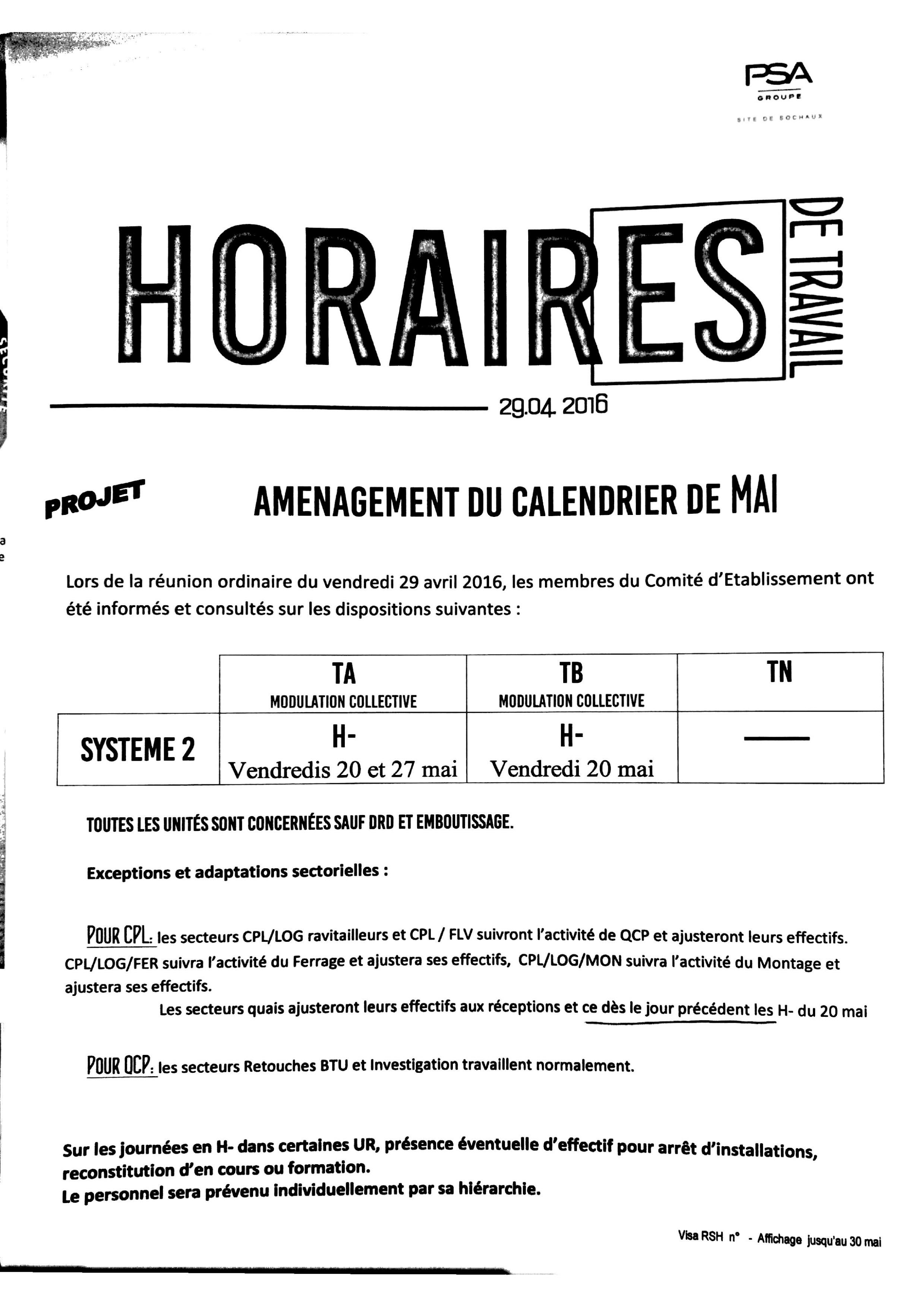 Note De Service Horaire De Travail / La Journee De ...