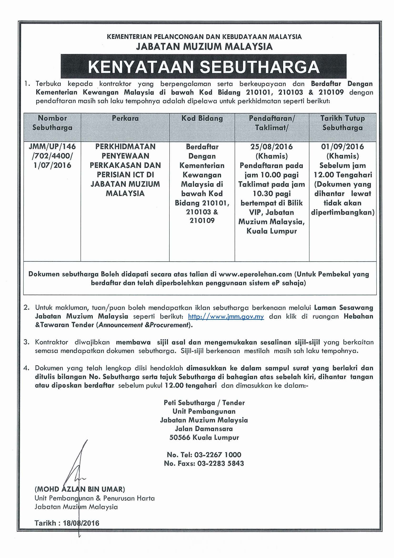 Contoh Surat Sebutharga Perkhidmatan Contoh Surat