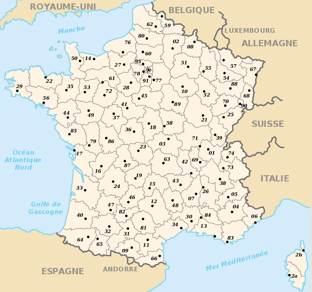 Une cartographie de la france en 180 feuilles 9 est levée de 1750 à 1791 sous la direction de cassini de thury et de son fils le comte de cassini. Carte De France Vierge Avec Departements