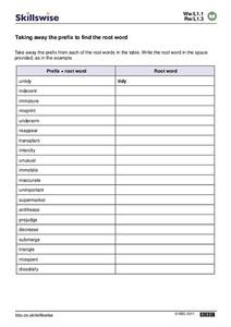 Root word games and exercises are a click away with spellingcity's platform! Taking Away The Prefix To Find The Root Word Worksheet For 1st 3rd Grade Lesson Planet