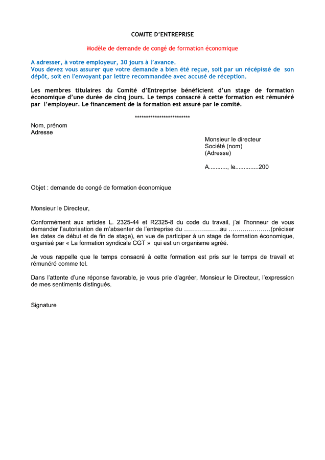exemple lettre de démission cse