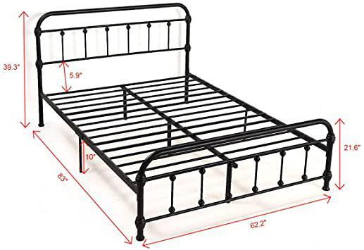 Shop for bed frames in bed frames & box springs. Black Queen Size Bedroom Metal Platform Bed Frame Wood Slats Mattress Sandinrayli