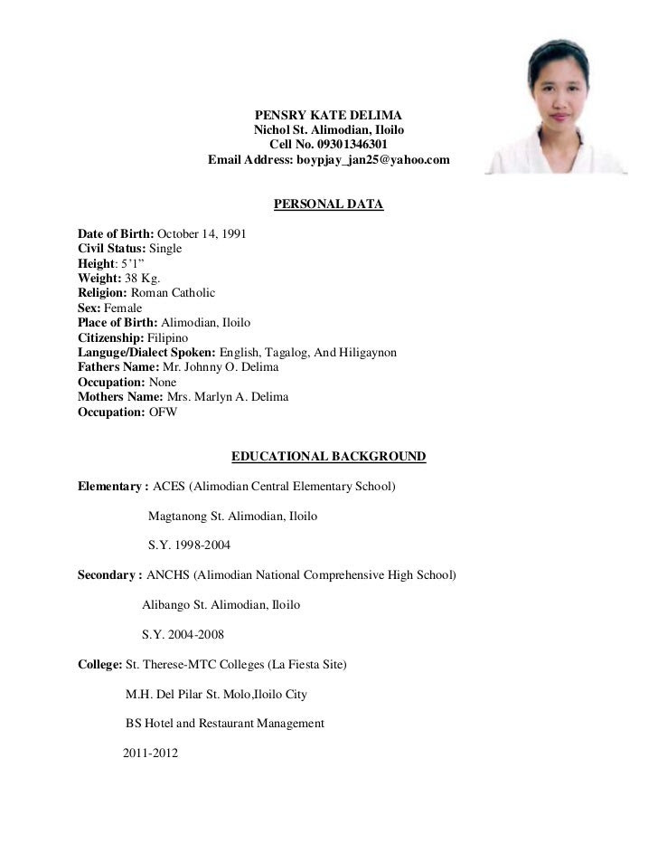 The best cv examples for your job hunt. Sample Resume For Hotel And Restaurant Management Ojt