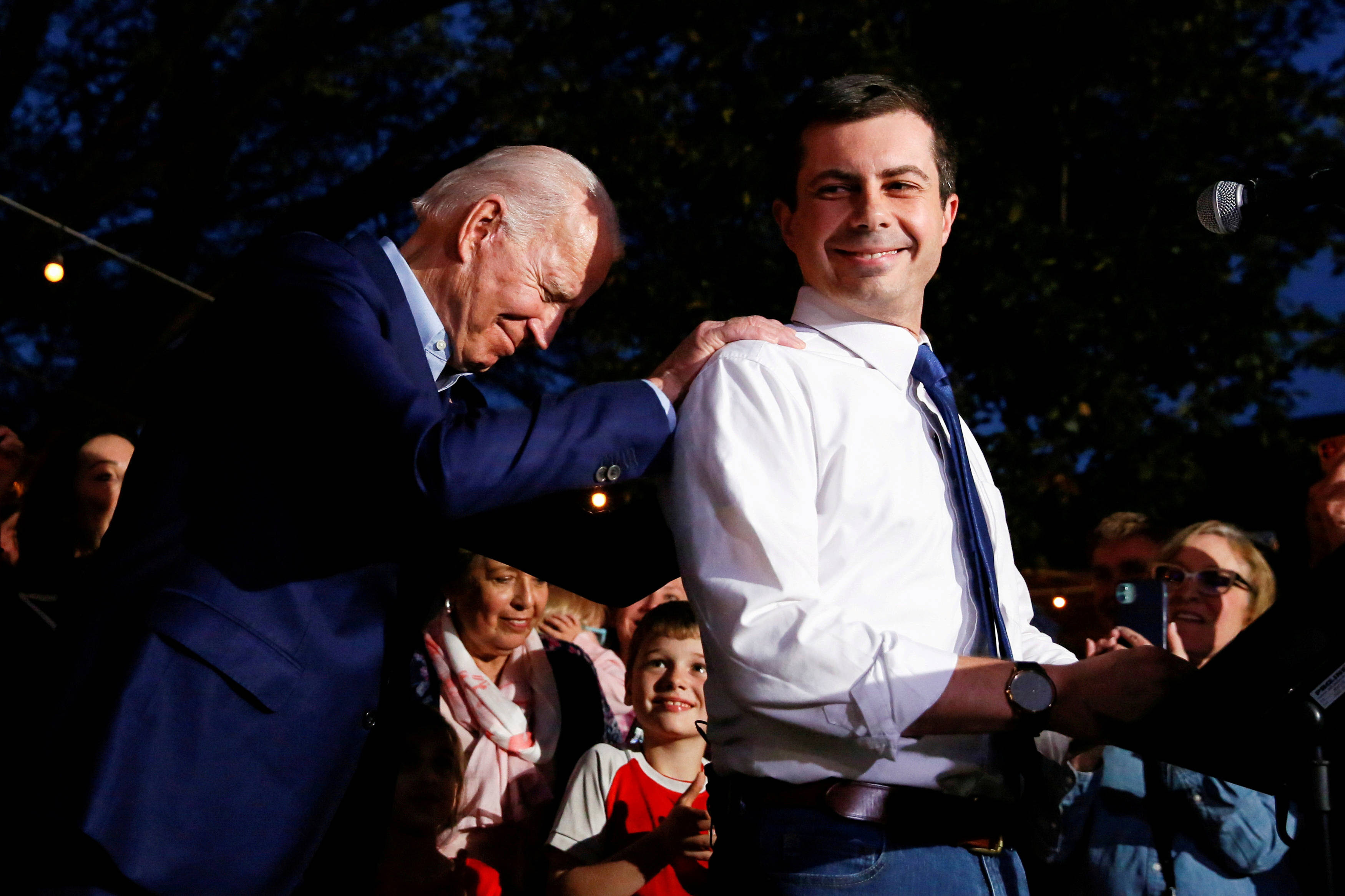 Biden and Buttigieg campaign together in March 2020. (Elizabeth Frantz/Reuters)