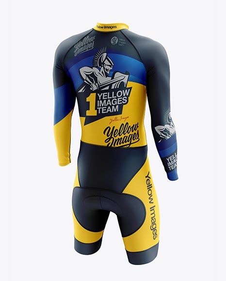 Download Men's Cycling Skinsuit LS mockup (Back Half Side View) PSD ...