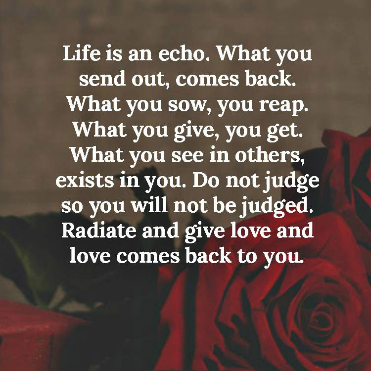 It always gets back to you. Life Is An Echo Quotes Area