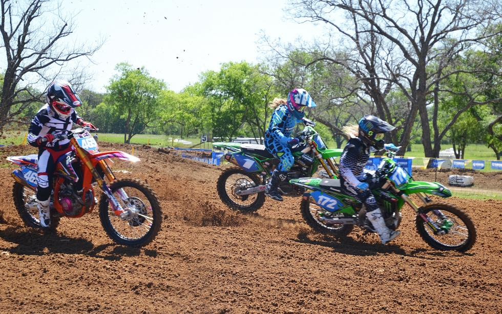 This photo could be from Moto One or Moto Two as the result was the same for both. Hannah Hodges took the MyLucasOil.com $100 award both times, followed by Kylie Fasnacht and Jamie Astudillo.