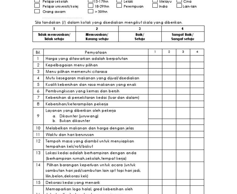 Contoh Soalan Soal Selidik Tentang Perniagaan - Tersoal l