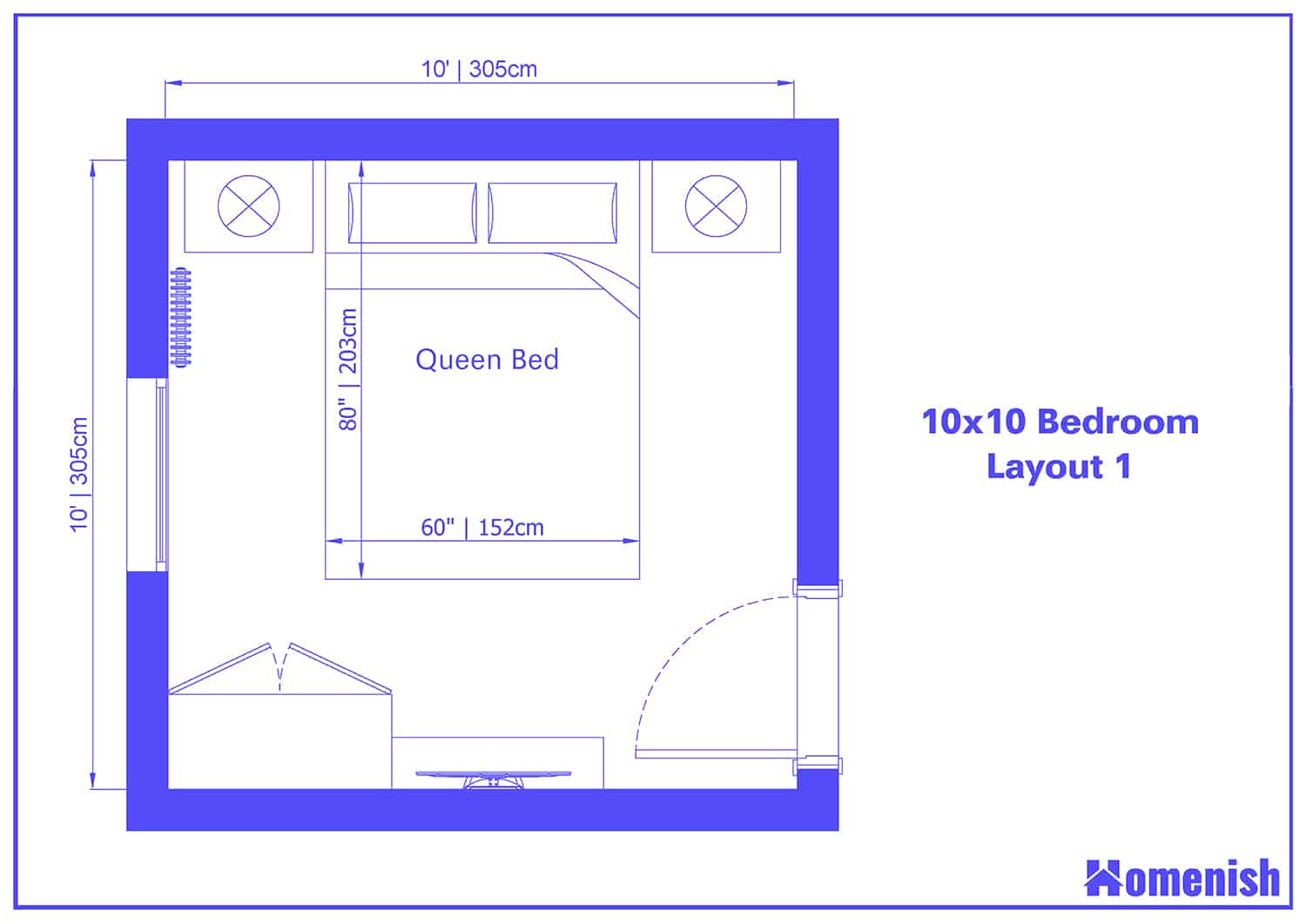 Bedroom office layout ideas home den combo guest and. 9 Best 10x10 Bedroom Layouts For Small Rooms With 9 Floor Plans Homenish