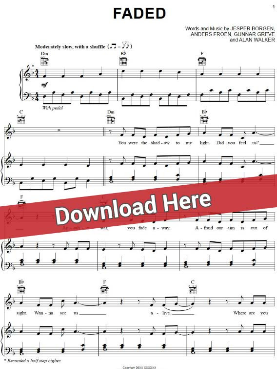 Faded Alan Walker Piano Sheet Music Music Sheet Collection - faded alan walker piano sheet music roblox