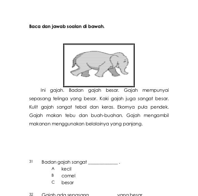 Soalan Literasi Bahasa Melayu Tahun 1 - Surat Kerja n