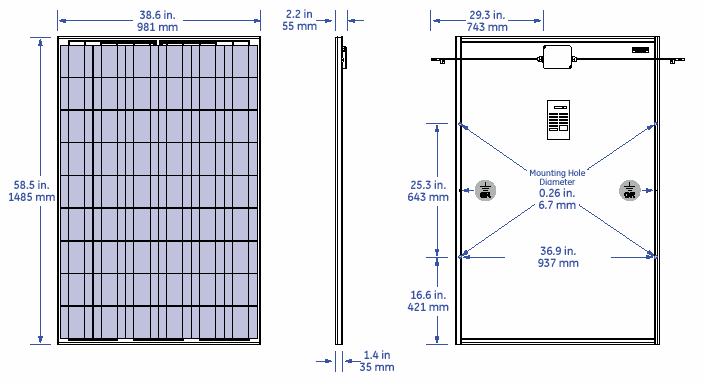 Solar energy installation, panel: Size of solar panel