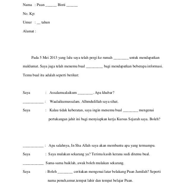 Contoh Soalan Temu Bual Kerja Kursus Geografi - Top Sample u