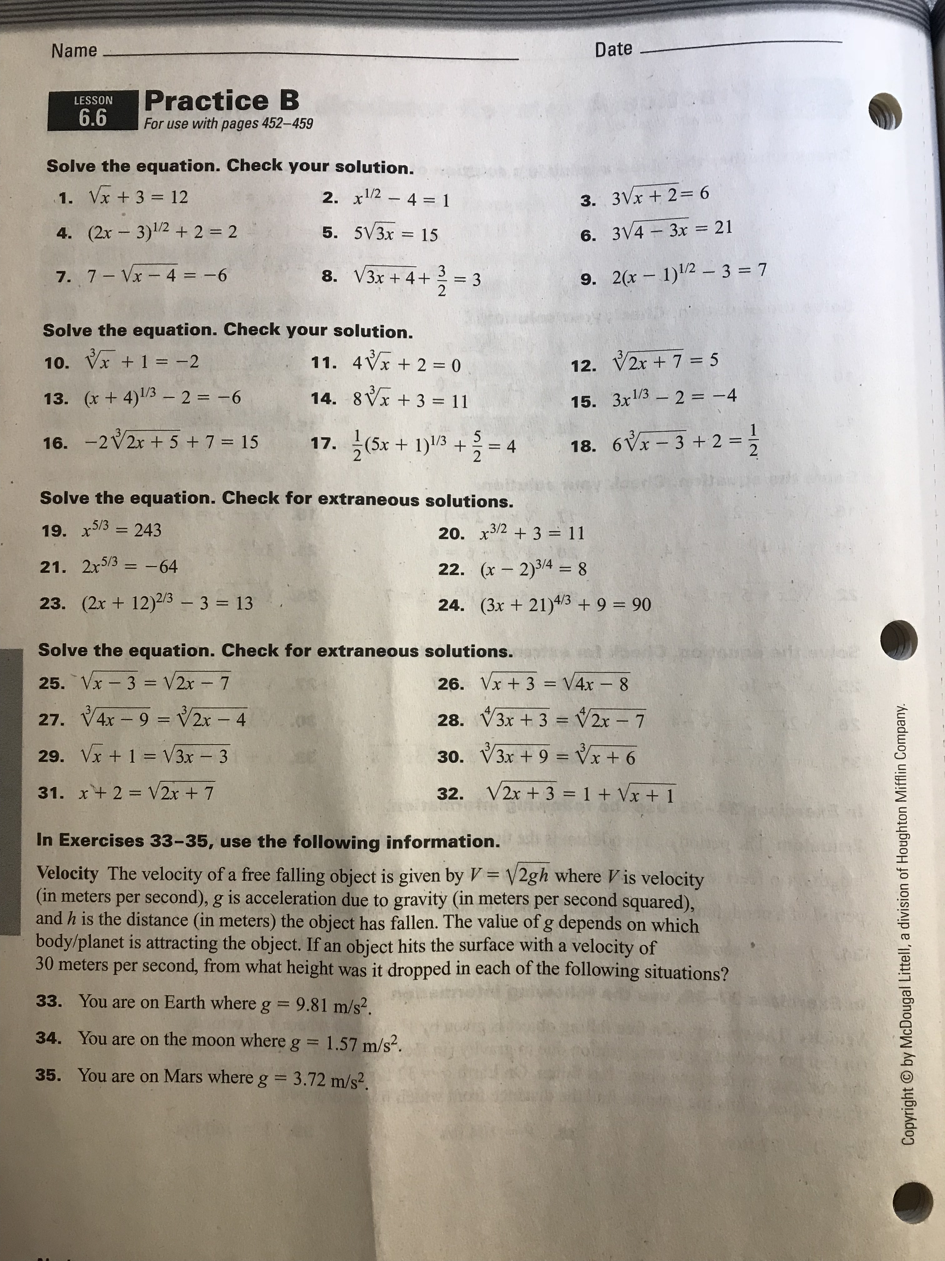 Name v date algebra 1 unit 7 — test review 1. Honors Algebra 2