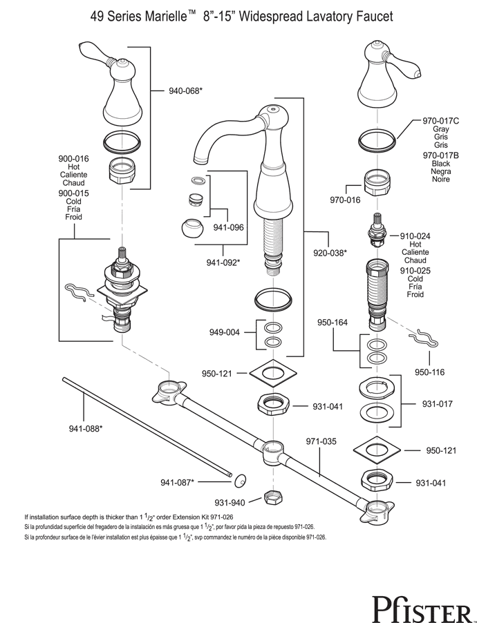 Check spelling or type a new query. Price Pfister 49 Series Marielle Bathroom Faucet Replacement Parts