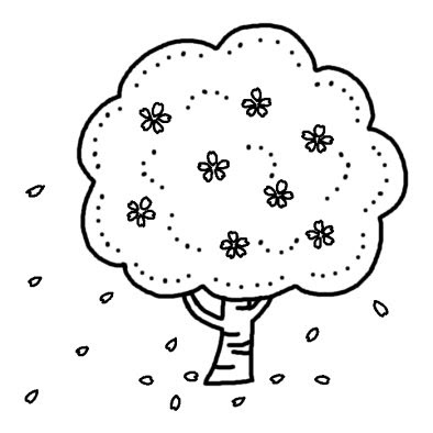 ラブリー桜 白黒 イラスト アニメ画像
