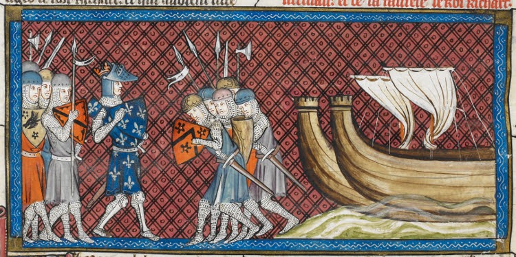 File:Philip Augustus arriving in Palestine - British Library Royal MS 16 G vi f350vr (detail).jpg