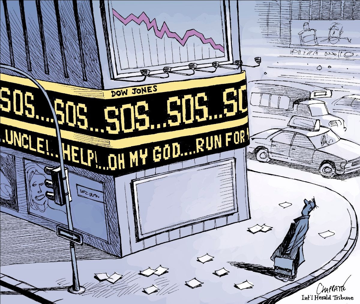 cartoon mocking stock market craash